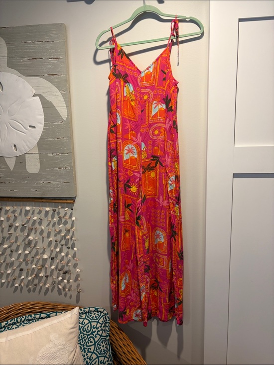 Old Navy Pants - Old Navy Pink and Orange Tropical Jumpsuit